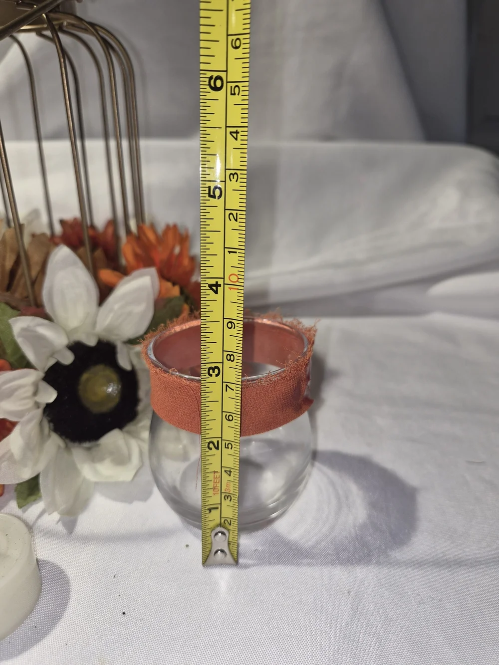 Gold Fall Lantern With Candle Holder And LED